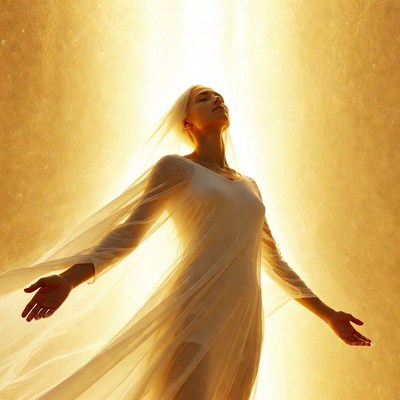 Woman stands in bright light