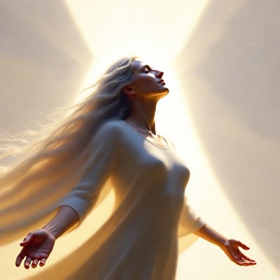 Woman with long hair in light