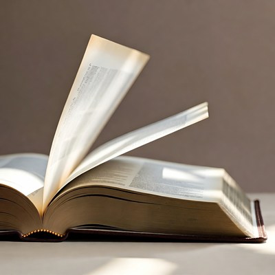 Book pages turning in sunlight