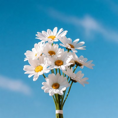 Daisies under a blue sky