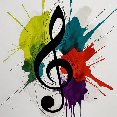 Colorful musical note design on paper