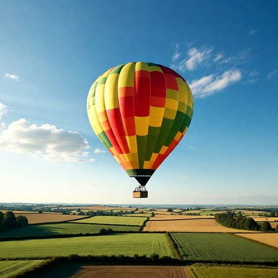 Colorful hot air balloon in sky