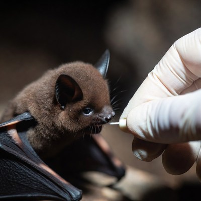 Bat receiving care in wildlife center