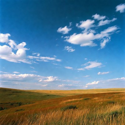 Open field under blue sky