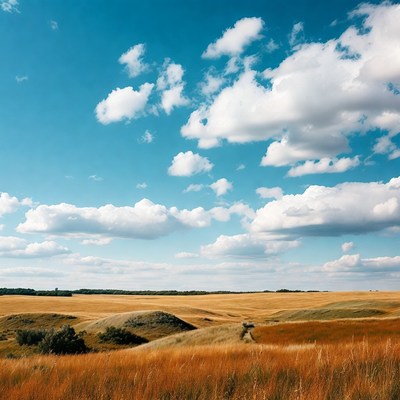 Rolling hills under blue sky