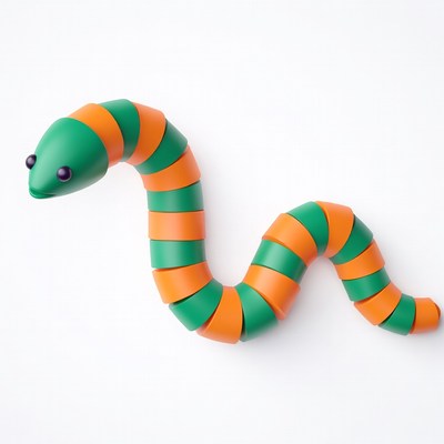 Colorful toy worm on white background