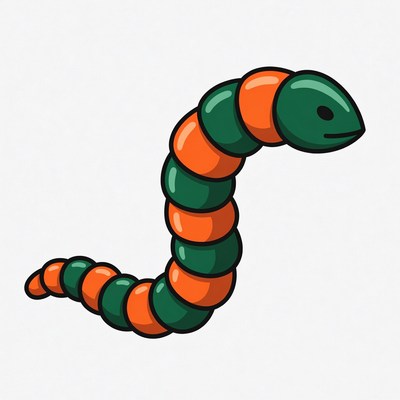 Cartoon worm design in bright colors