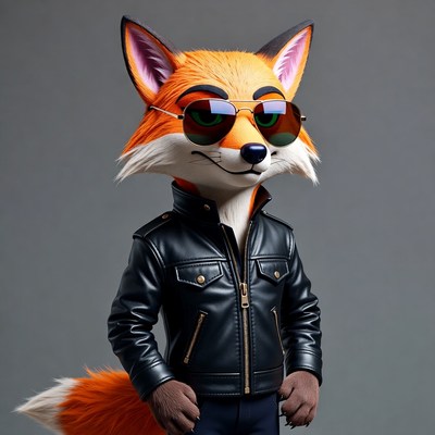Fox character in stylish jacket with sunglasses