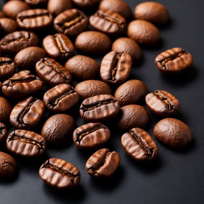 Coffee beans on dark surface