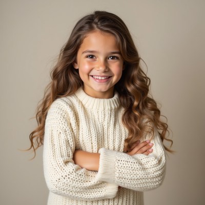 Child with long hair wearing sweater