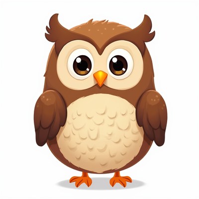 Cartoon owl with big eyes and round body