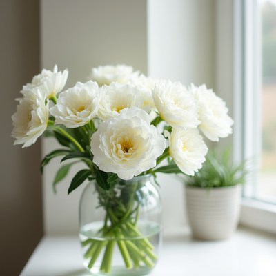 White flowers in a glass vase