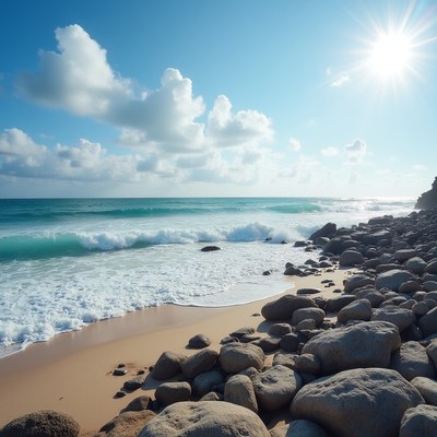 Rocks and waves at the beach