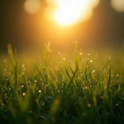 Sunlight shining on grass blades