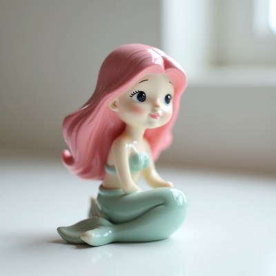 Cute mermaid figurine on a table