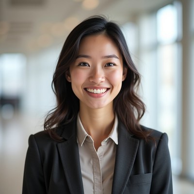 Smiling woman in office environment