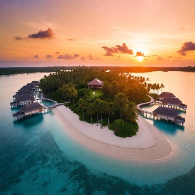 Island sunset with water access