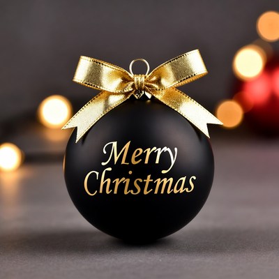 Black christmas ornament with golden text