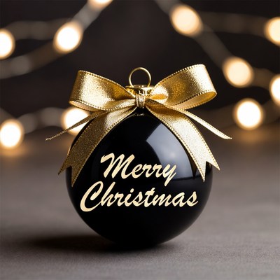Black christmas ornament with bow