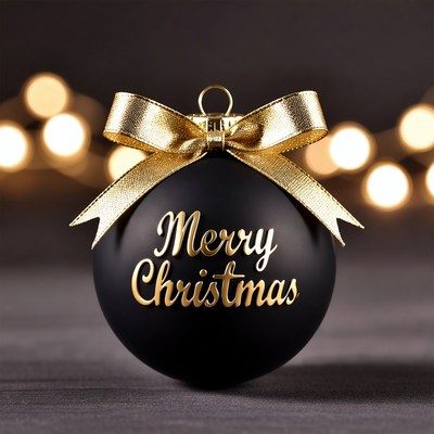 Black ornament with christmas greeting