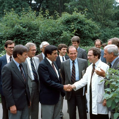 Meeting of professionals in a garden
