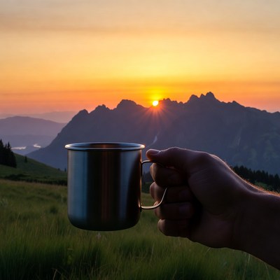 Sunset with a coffee mug in hand