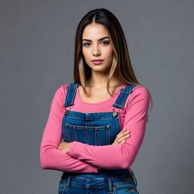 Young woman posing in denim outfit