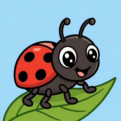 Happy ladybug on a leaf