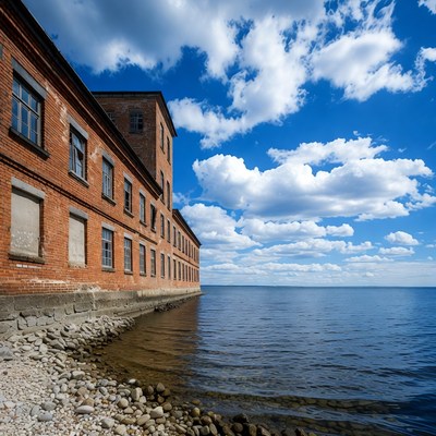 Old brick building by the water