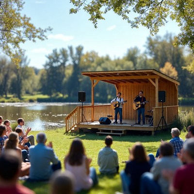 Musical performance by the lake
