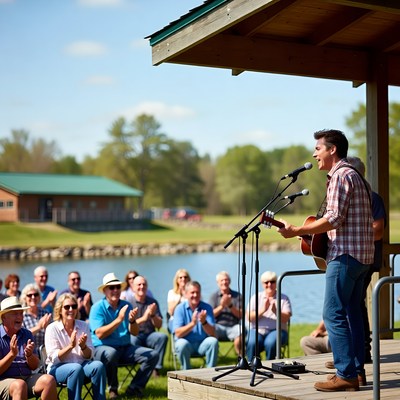 Music performance by the lake