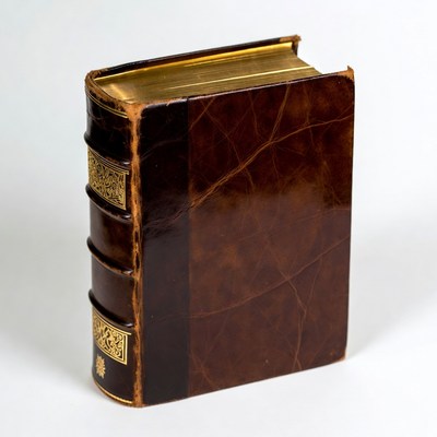 Old leather book with gold details