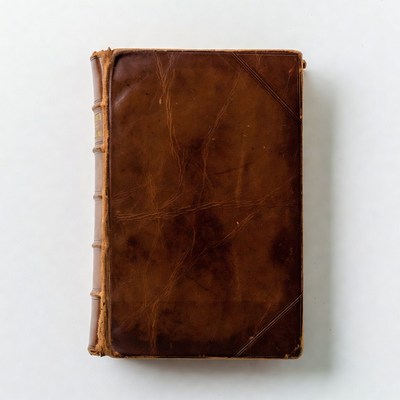 Brown leather book on simple background