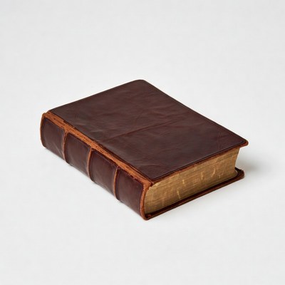 Brown leather book on a table