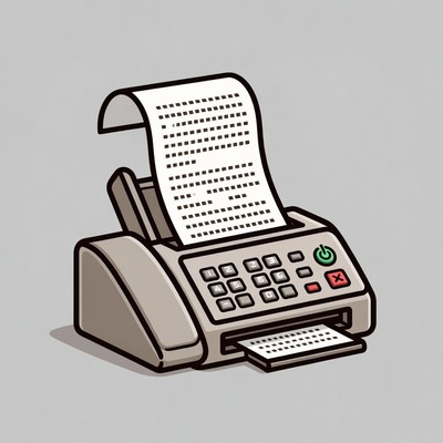 Old fax machine with printed page