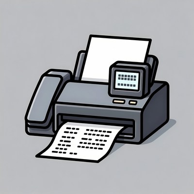 Old printer with fax machine in use