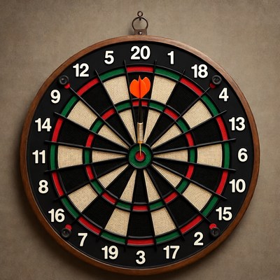 Dartboard hanging on wall indoors