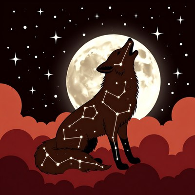 Coyote howling at the moon