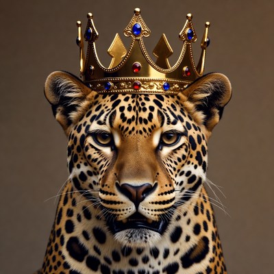 Leopard with a crown