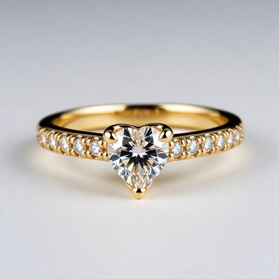 Heart shaped ring with diamond stones