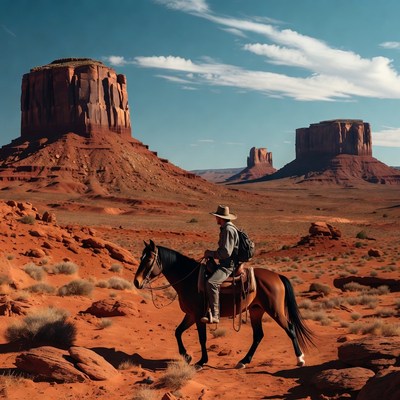 Rider on horse in monument valley