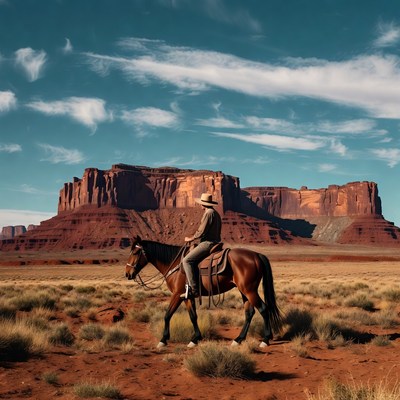 Horseback riding in rocky landscape