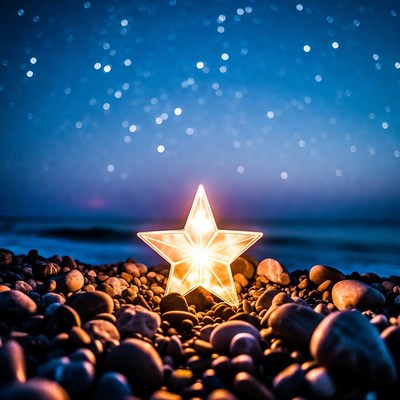 Star on the beach at night