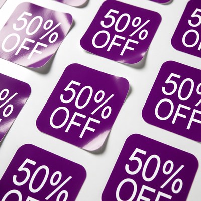 Discount stickers for sale events