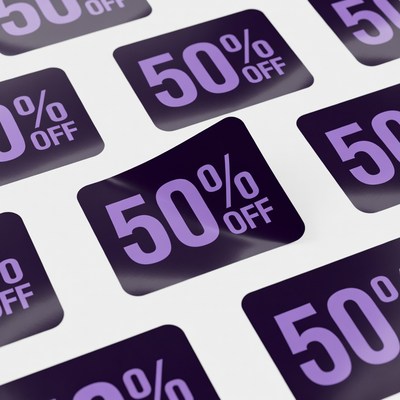 Discount stickers on white background