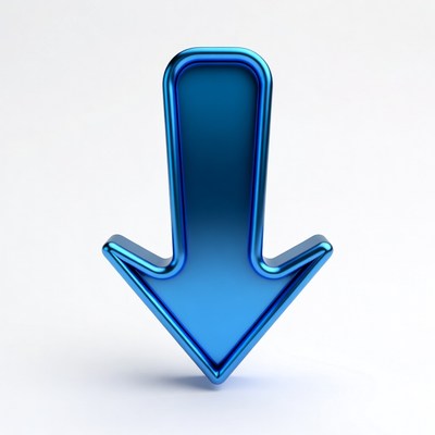 3d blue arrow pointing downwards