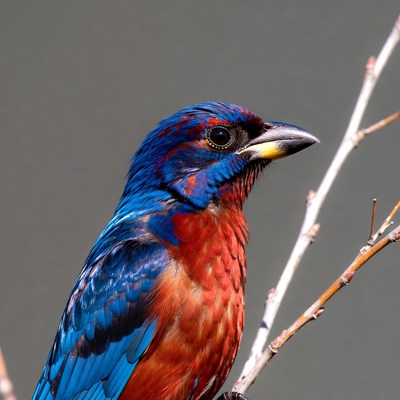Colorful bird perched on branch