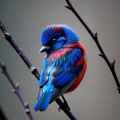 Colorful bird perched on branch