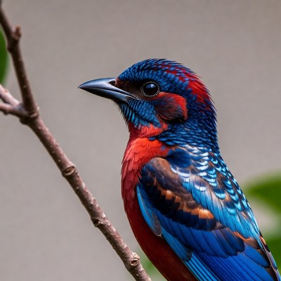 Colorful bird perched on branch