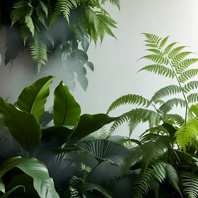 Lush green plants in indoor space